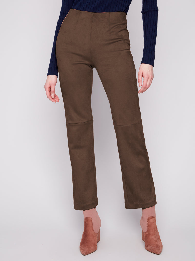 CHARLIE B // 5685 FAUX SUEDE PULL ON PANTS MOCHAh