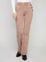CHARLIE B // 5690 FLARED DENIM WITH BUTTON DETAIL