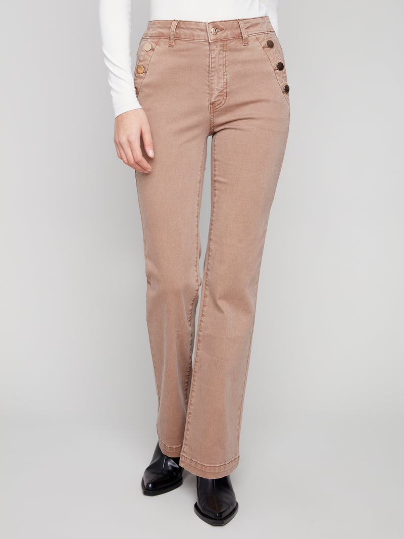 CHARLIE B // 5690 FLARED DENIM WITH BUTTON DETAIL