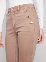 CHARLIE B // 5690 FLARED DENIM WITH BUTTON DETAIL