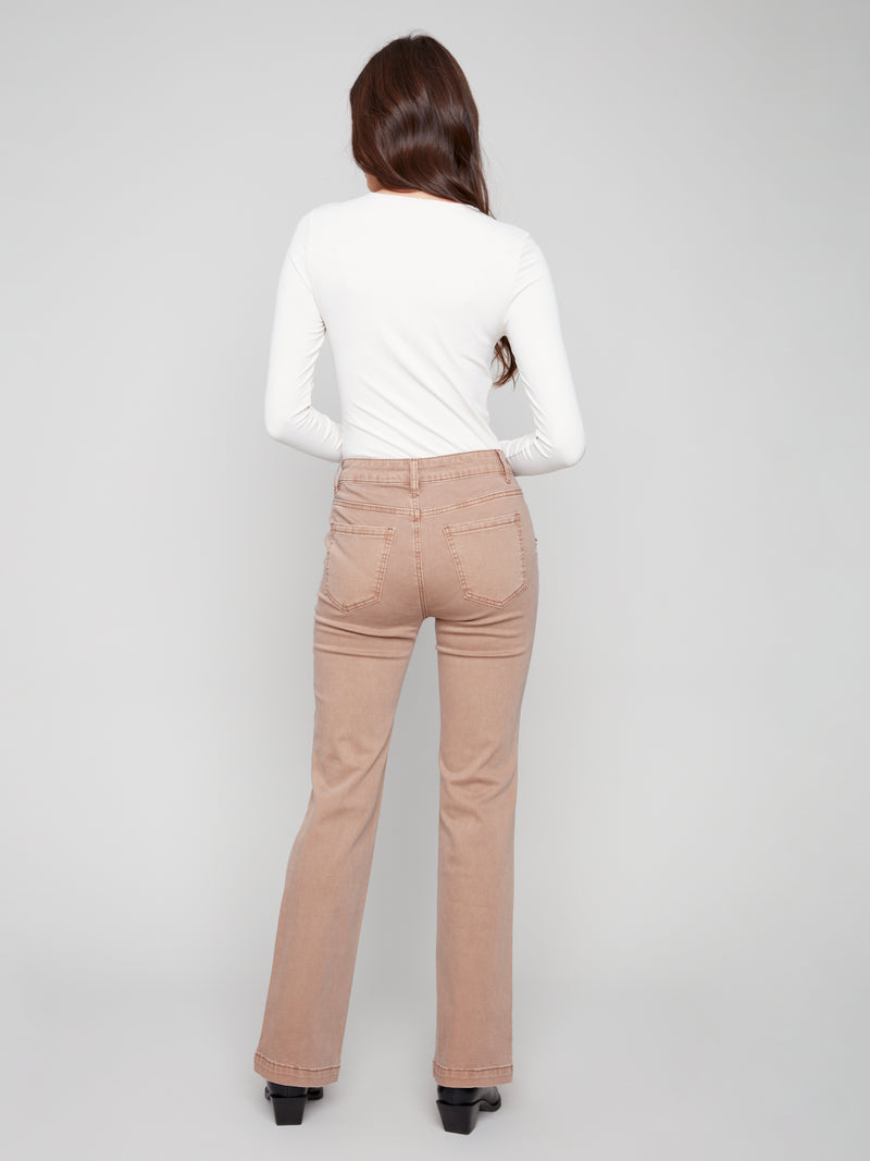 CHARLIE B // 5690 FLARED DENIM WITH BUTTON DETAIL