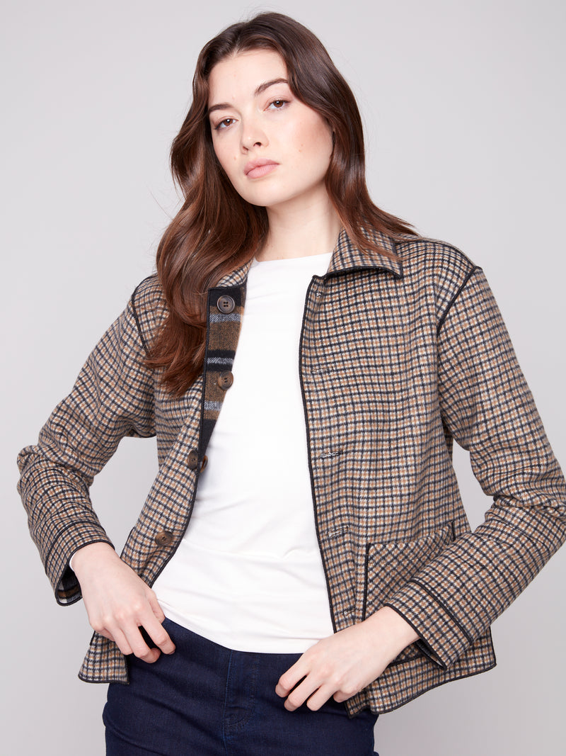 CHARLIE B // 6185Y REVERSIBLE JACKET COCOA