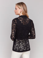 CHARLIE B // 6360 LACE BLAZER BLACK