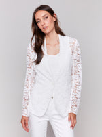 CHARLIE B // 6360 LACE BLAZER WHITE