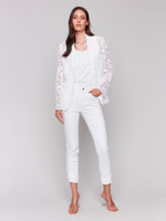 CHARLIE B // 6360 LACE BLAZER WHITE