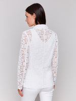 CHARLIE B // 6360 LACE BLAZER WHITE