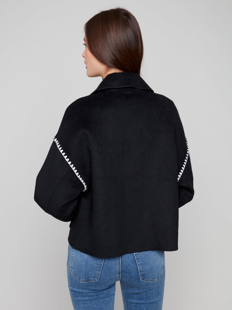 CHARLIE B // 6377 BUTTON-UP JACKET BLACK