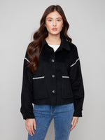 CHARLIE B // 6377 BUTTON-UP JACKET BLACK