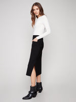 CHARLIE B // 7076R MIDI SKIRT WITH PATCH POCKETS