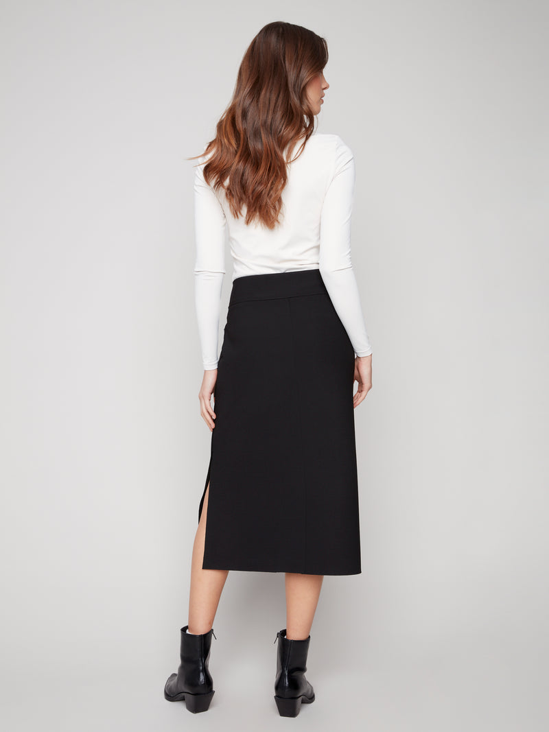 CHARLIE B // 7076R MIDI SKIRT WITH PATCH POCKETS