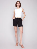 CHARLIE B // 8065 CUFFED SHORTS WITH BELT