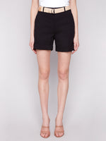 CHARLIE B // 8065 CUFFED SHORTS WITH BELT