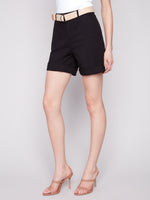 CHARLIE B // 8065 CUFFED SHORTS WITH BELT