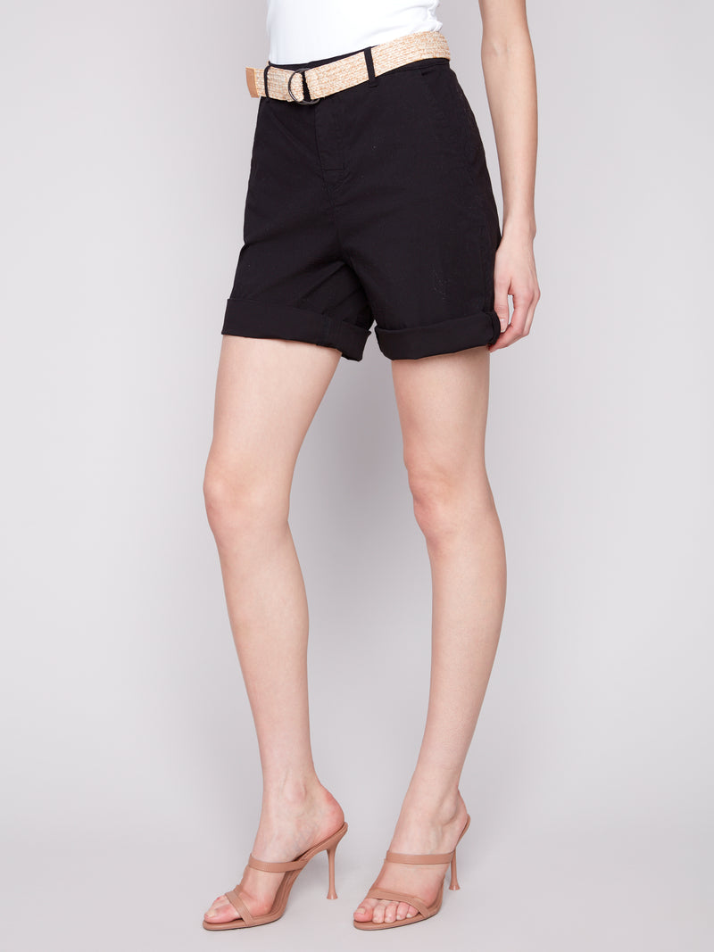 CHARLIE B // 8065 CUFFED SHORTS WITH BELT