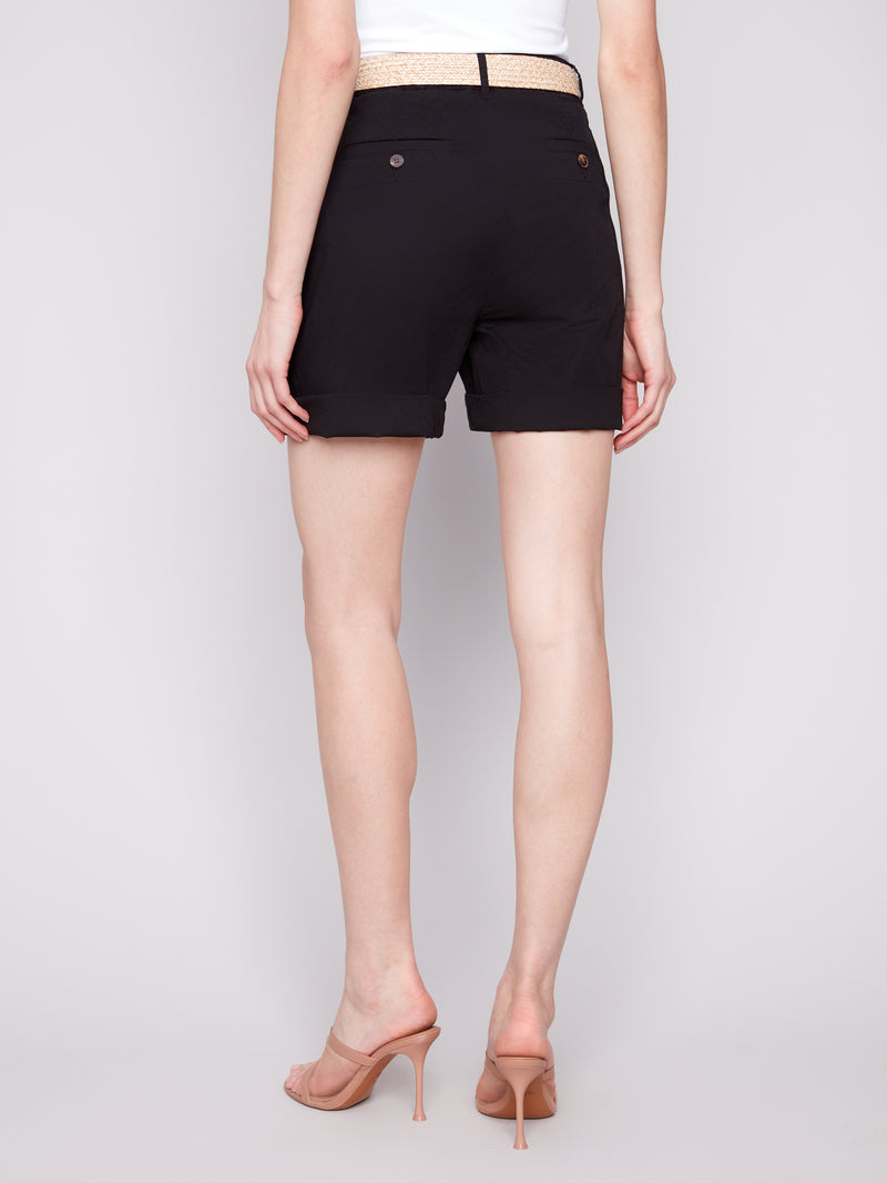 CHARLIE B // 8065 CUFFED SHORTS WITH BELT