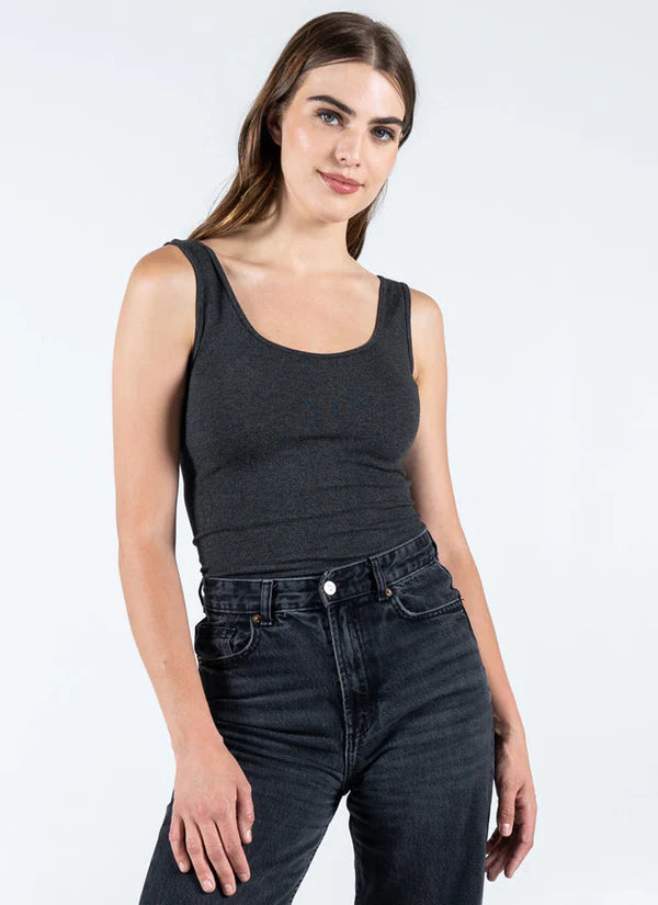 C'EST MOI //  CEBT-1113 SHORT BAMBOO TANK HEATHER BLACK