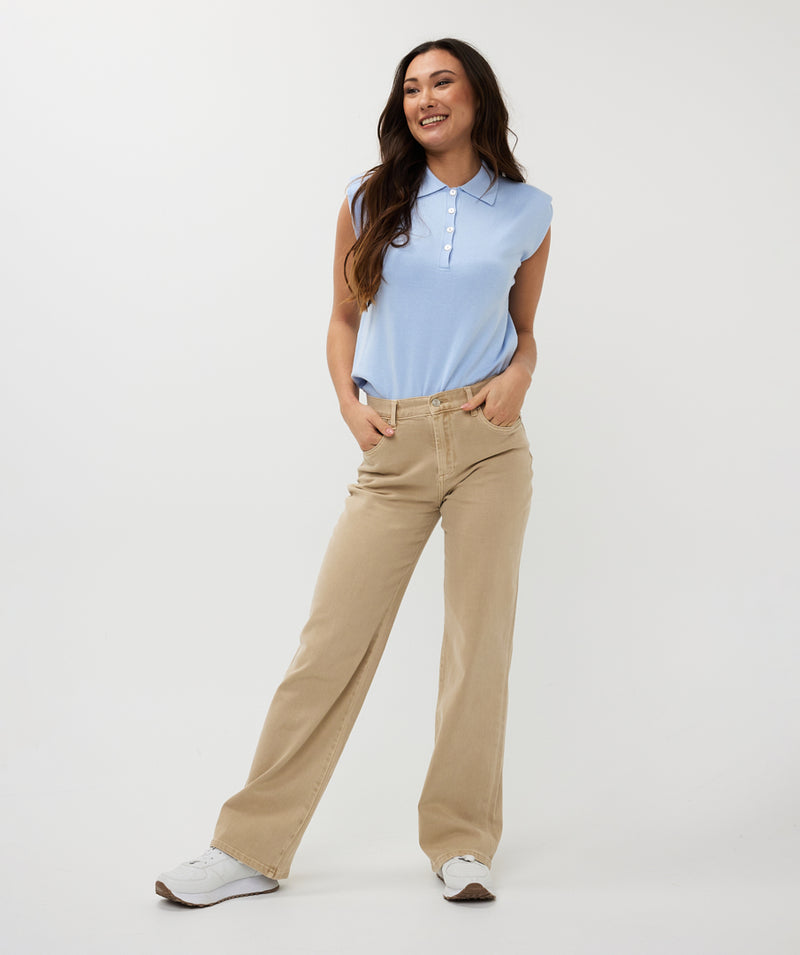 ESQUALO // 07006 SLEEVELESS POLO SKY BLUE
