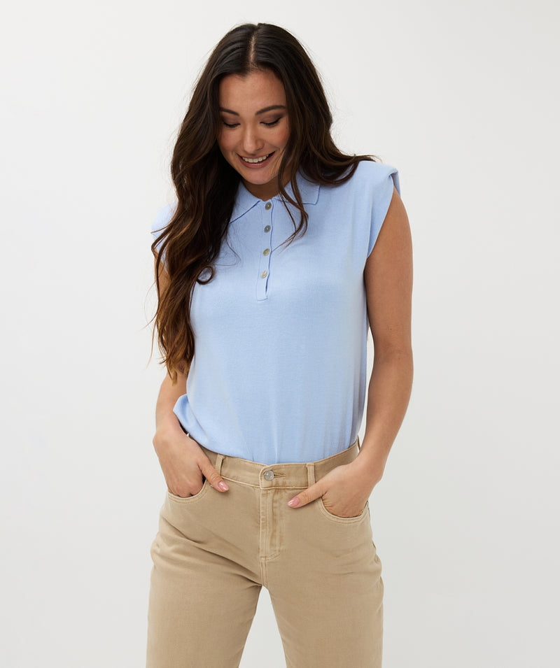 ESQUALO // 07006 SLEEVELESS POLO SKY BLUE