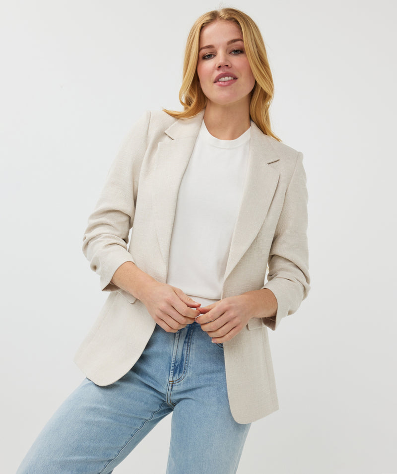 ESQUALO // 10010 LINEN LOOK BLAZER SAND