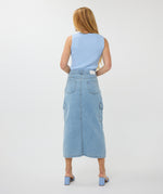 ESQUALO // 12013 LONG CARGO SKIRT DENIM