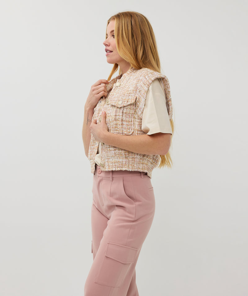 ESQUALO // 19008 SLEEVELESS JACKET TWEED