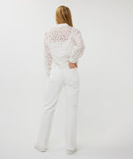 ESQUALO // 28000 CROPPED EYELET BLOUSE WHITE