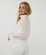 ESQUALO // 28000 CROPPED EYELET BLOUSE WHITE