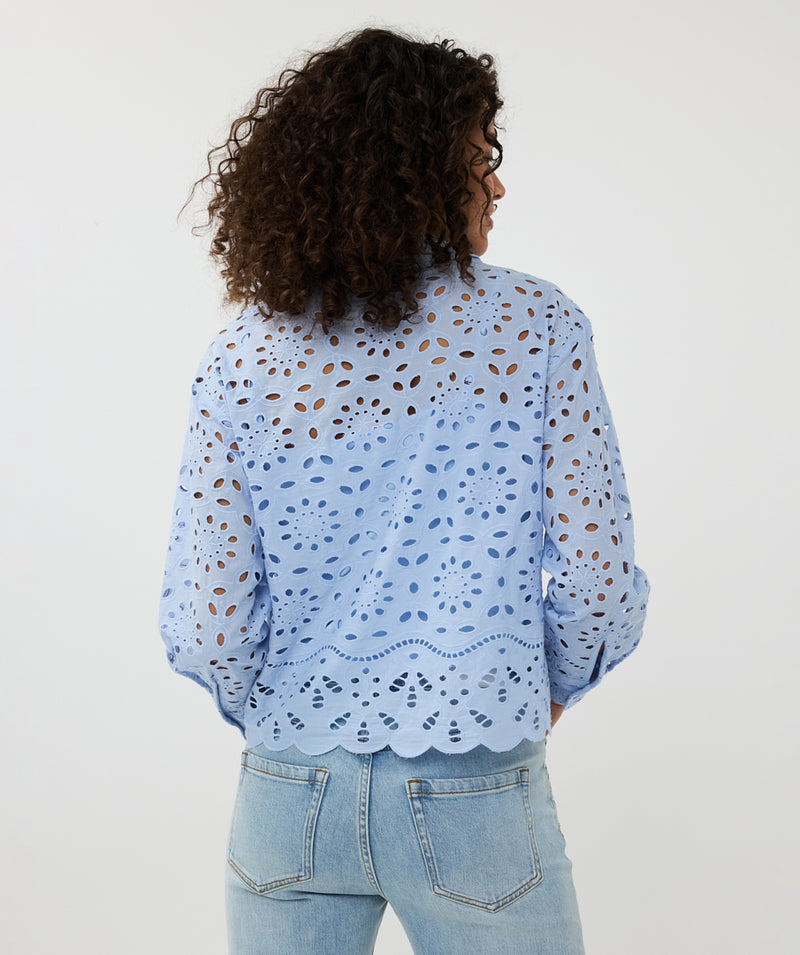 ESQUALO // 28000 CROPPED EYELET BLOUSE SKY BLUE