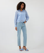 ESQUALO // 28000 CROPPED EYELET BLOUSE SKY BLUE