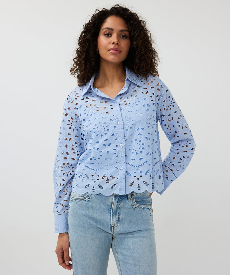 ESQUALO // 28000 CROPPED EYELET BLOUSE SKY BLUE