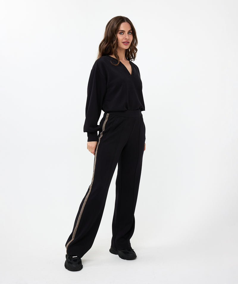 ESQUALO // 05507 MODAL TROUSERS WITH LUREX STRIPE BLACK