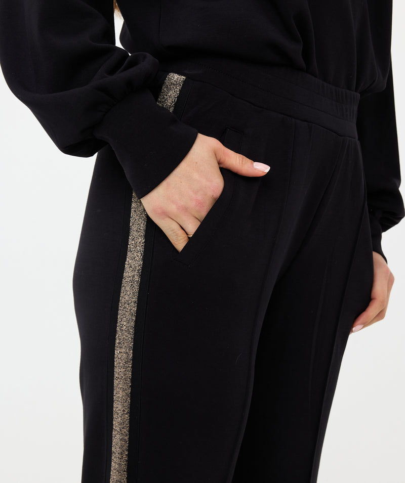 ESQUALO // 05507 MODAL TROUSERS WITH LUREX STRIPE BLACK