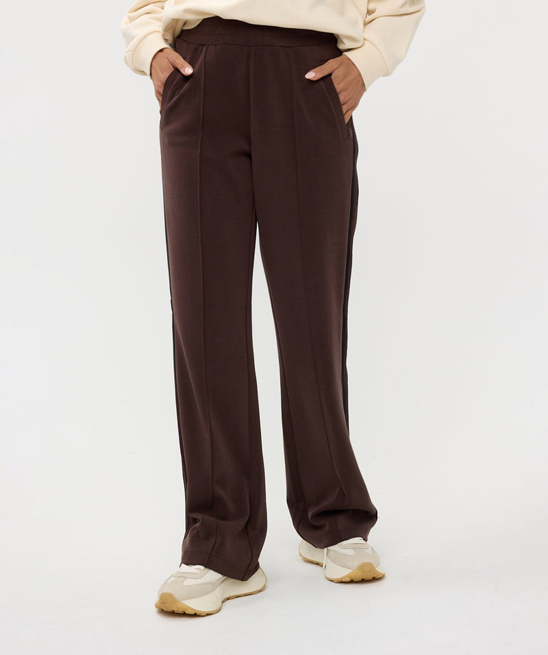 ESQUALO // 05507 MODAL TROUSERS WITH LUREX STRIPE CHOCOLATE