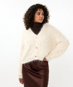 ESQUALO // 18503 CROPPED HAIRY KNIT CARDIGAN BISCUIT