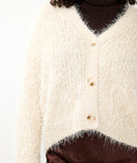 ESQUALO // 18503 CROPPED HAIRY KNIT CARDIGAN BISCUIT