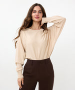 ESQUALO // 31505 LUREX BATWING SWEATER LIGHT SAND