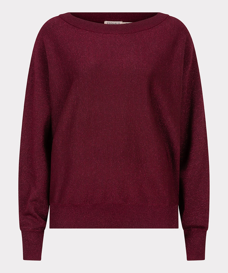 ESQUALO // 31505 LUREX BATWING SWEATER WINE RED