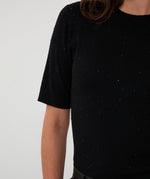 ESQUALO // 02521 SHORT SLEEVE SWEATER WITH STUDS BLACK