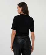 ESQUALO // 02521 SHORT SLEEVE SWEATER WITH STUDS BLACK