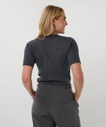 ESQUALO // 02521 SHORT SLEEVE SWEATER WITH STUDS DARK GREY MELANGE