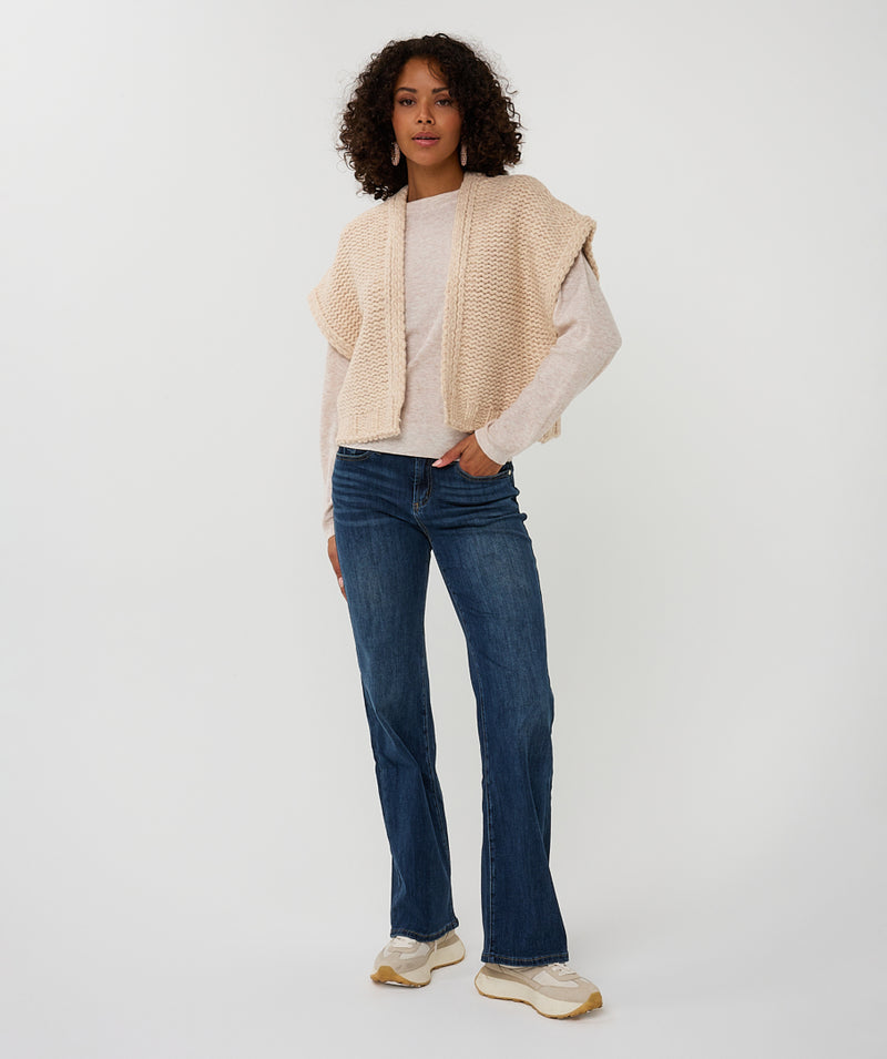 ESQUALO // 07500 SLEEVELESS CARDIGAN SAND MELANGE