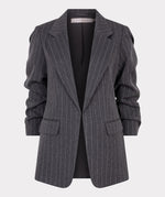 ESQUALO // 10516 STRIPED BLAZER WITH STUDS GREY MELANGE