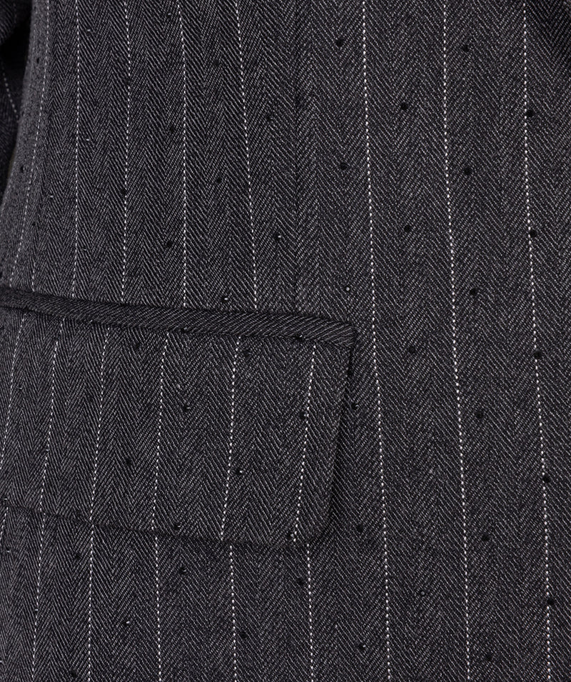 ESQUALO // 10516 STRIPED BLAZER WITH STUDS GREY MELANGE