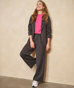 ESQUALO // 10516 STRIPED BLAZER WITH STUDS GREY MELANGE