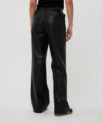 ESQUALO // 11511 WIDE LEG VEGAN PANTS BLACK