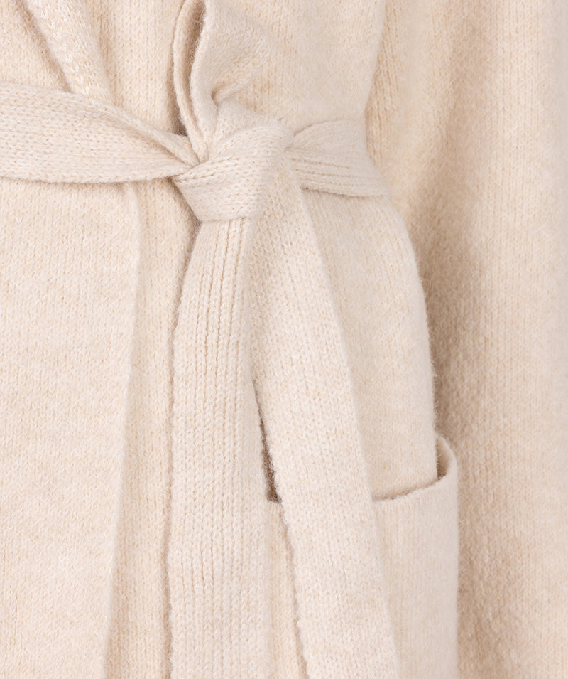ESQUALO // 18505 LONG BELTED CARDIGAN LIGHT SAND
