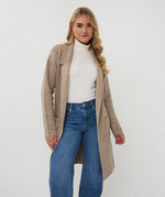 ESQUALO // 18505 LONG BELTED CARDIGAN TAUPE MELANGE