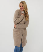 ESQUALO // 18505 LONG BELTED CARDIGAN TAUPE MELANGE