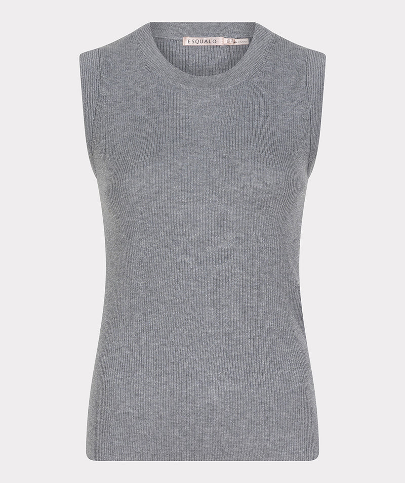 ESQUALO // 27504 RIBBED SLEEVELESS SWEATER GREY MELANGE