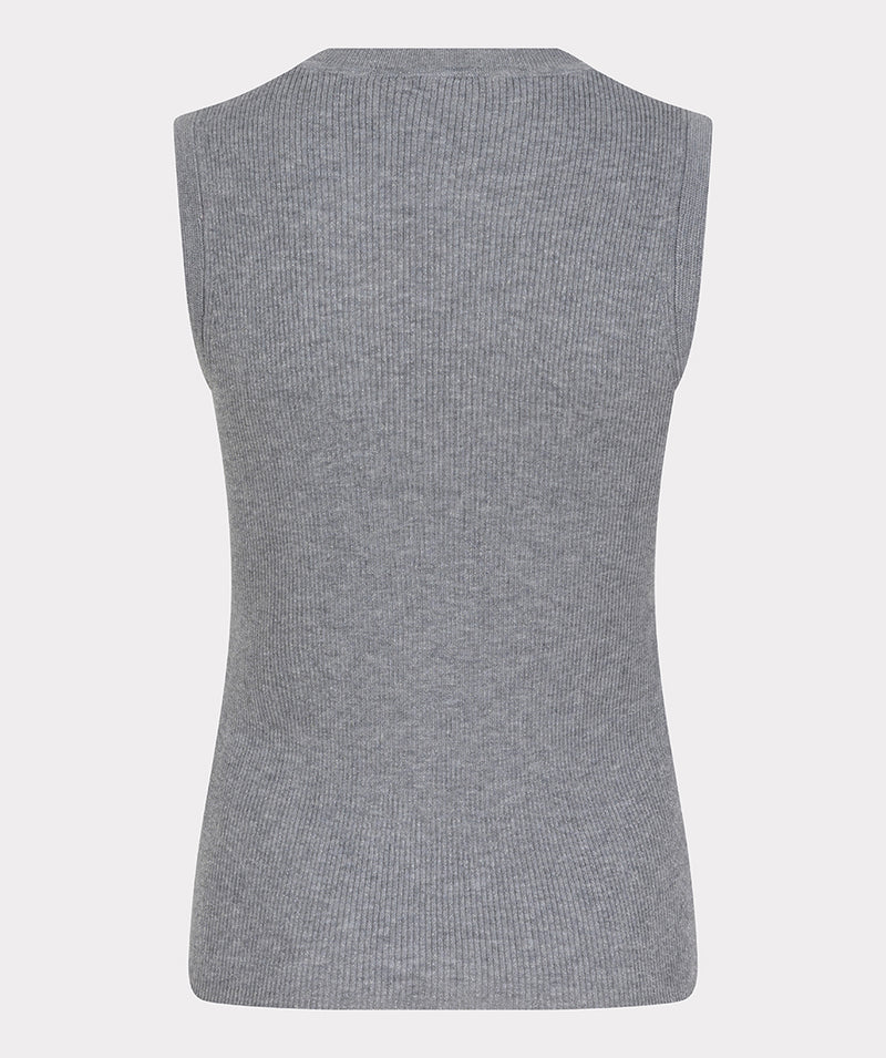 ESQUALO // 27504 RIBBED SLEEVELESS SWEATER GREY MELANGE